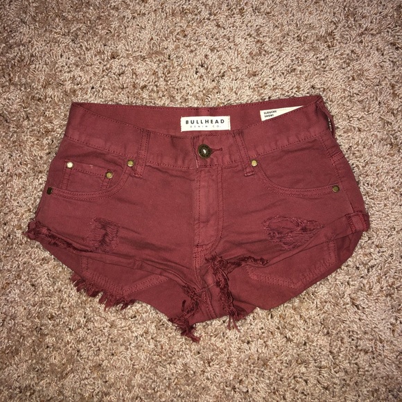 PacSun Denim Maroon Shorts - Picture 1 of 3